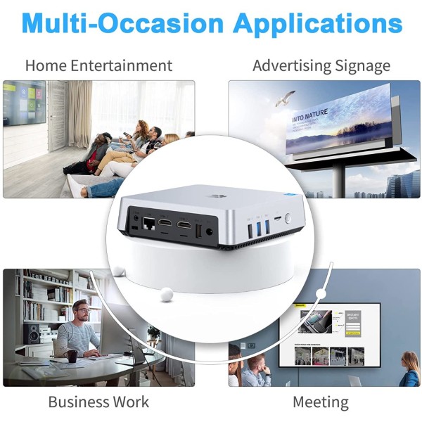 Mini PC Windows 10 Pro, 8GB DDR4 128GB M.2 SSD Mini Computer Intel N4000 Fanless Mini Desktop Computer Support Dual Display, 4K HD, Bluetooth 4.2, Gigabit LAN, Dual-Band WiFi