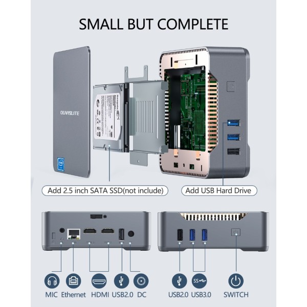 Mini PC Ιntel Celeron J4125 Processor(Up to 2.7GHz), 8GB DDR4 128GB M.2 SSD Mini Computer Windows 11 Pro Desktop Computers Support Windows 10, 4K HDMI, Triple Display, 2.4G/5G WiFi, BT4.2, Ethernet