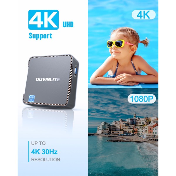 Mini PC Windows 10 Pro with 8GB DDR3 128GB SSD Ιntel Celeron N3350(Up to 2.4GHz) Mini Computer Desktop Computer Support 4K HDMI Triple Display 2.4G/5G WiFi, BT 4.2, Gigabit Ethernet for Home Business