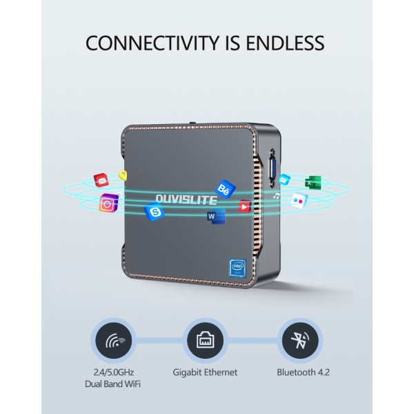 Mini PC Windows 10 Pro with Intel Celeron J4125 (8GB DDR4, 256GB M.2 SSD), Portable Small Computers, Compact Micro PC Supports with Windows 11, 4K HDMI, Dual Band Wi-Fi, Bluetooth, Gigabit Ethernet