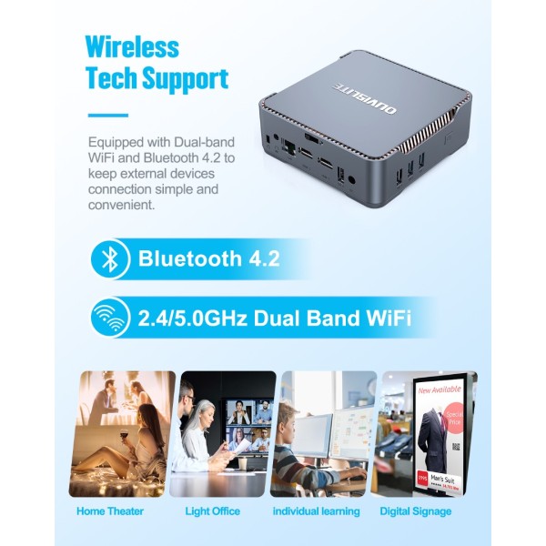 Mini PC Windows 10 Pro with 8GB DDR3 128GB SSD Ιntel Celeron N3350(Up to 2.4GHz) Mini Computer Desktop Computer Support 4K HDMI Triple Display 2.4G/5G WiFi, BT 4.2, Gigabit Ethernet for Home Business