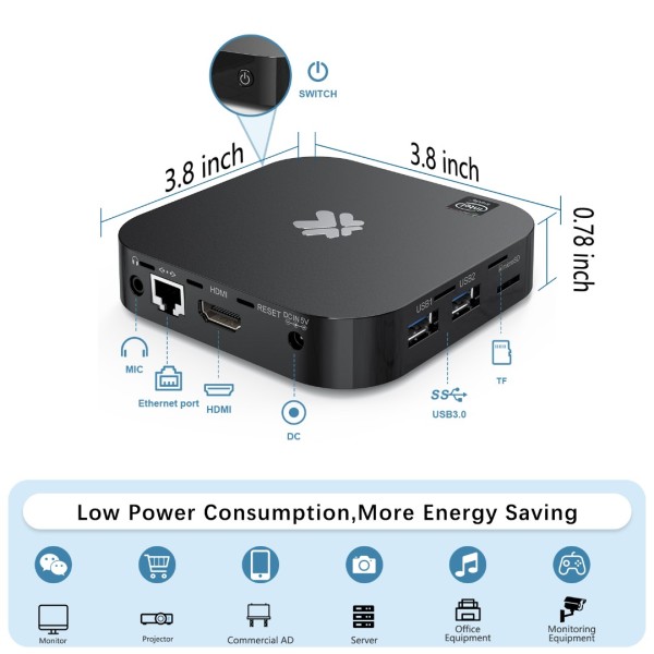 Mini PC Fanless Intel Atom Z8350 2GB DDR3 32GB eMMC Mini Computer with Windows 10 Pro Mini Desktop PC Support 4K HD, 2.4G/5G WiFi, Bluetooth 4.2, Gigabit Ethernet