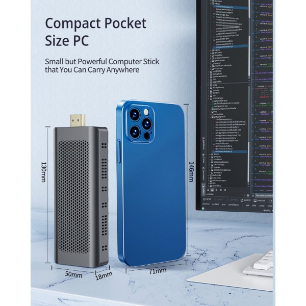 Mini PC Stick Intel Celeron N4000 (Up to 2.6GHz) Windows 10 Pro Mini Computer Stick 4GB DDR4 64GB eMMC Micro Desktop Small Form Factor PC Supports 4K HDMI, 2.4G/5G WiFi, Bluetooth 4.2, Auto Power On