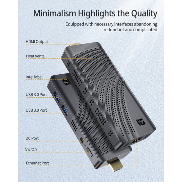 Mini PC Stick Intel Celeron N4000 (Up to 2.6GHz) Windows 10 Pro Mini Computer Stick 4GB DDR4 64GB eMMC Micro Desktop Small Form Factor PC Supports 4K HDMI, 2.4G/5G WiFi, Bluetooth 4.2, Auto Power On